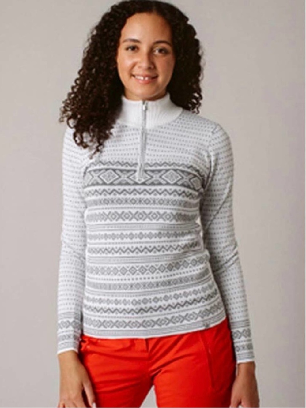 Krimson Klover Torrey Zip Neck Merino Wool Sweater White Small
